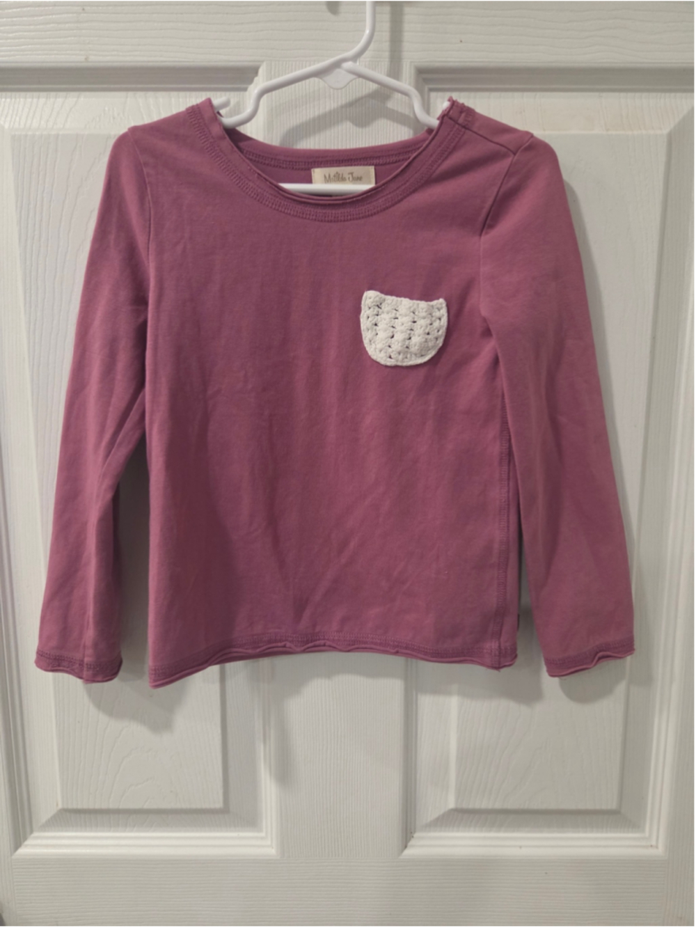 Girls Matilda Jane Long Sleeve Tee Size 4 Mauve White Pocket